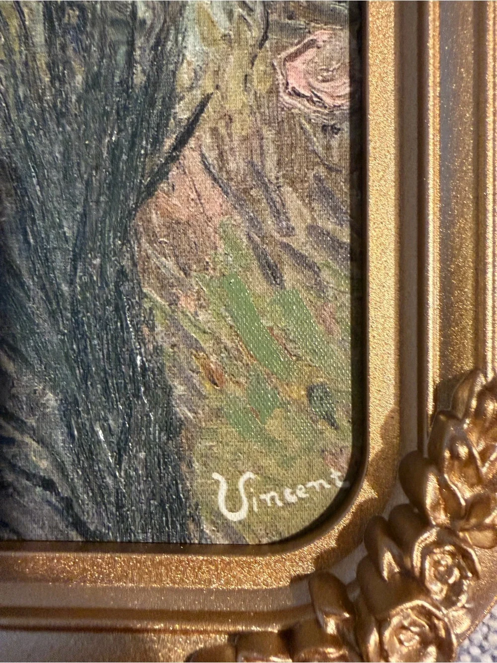 11x14 Roses by Vincent Van Gogh gold arched vintage inspired art work